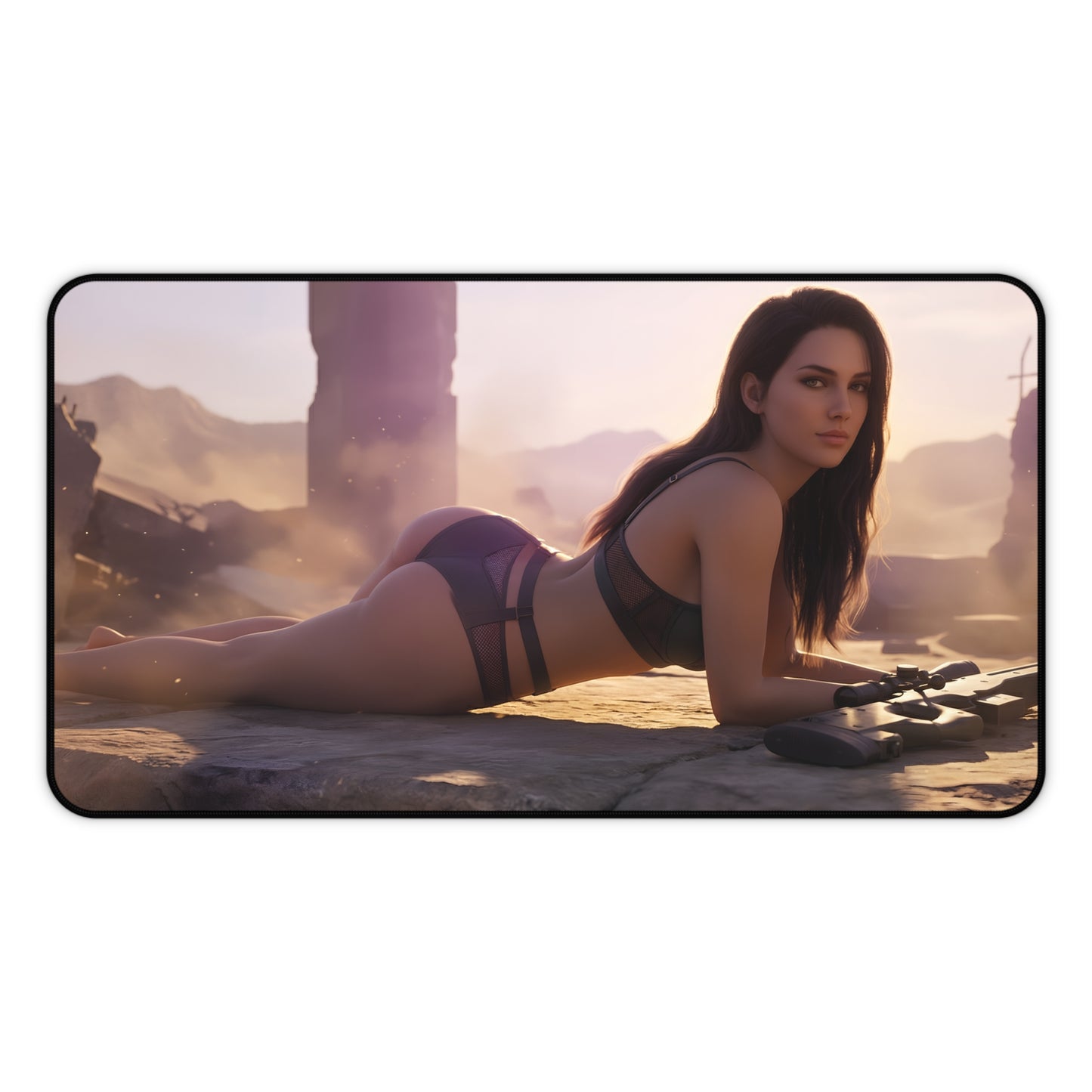 Quiet Mouse Pad – Tactical Game Gaming Mouse Pad, Stylish Gamer Desk Decor showing tactical artwork, smooth glide surface and durable stitched edges