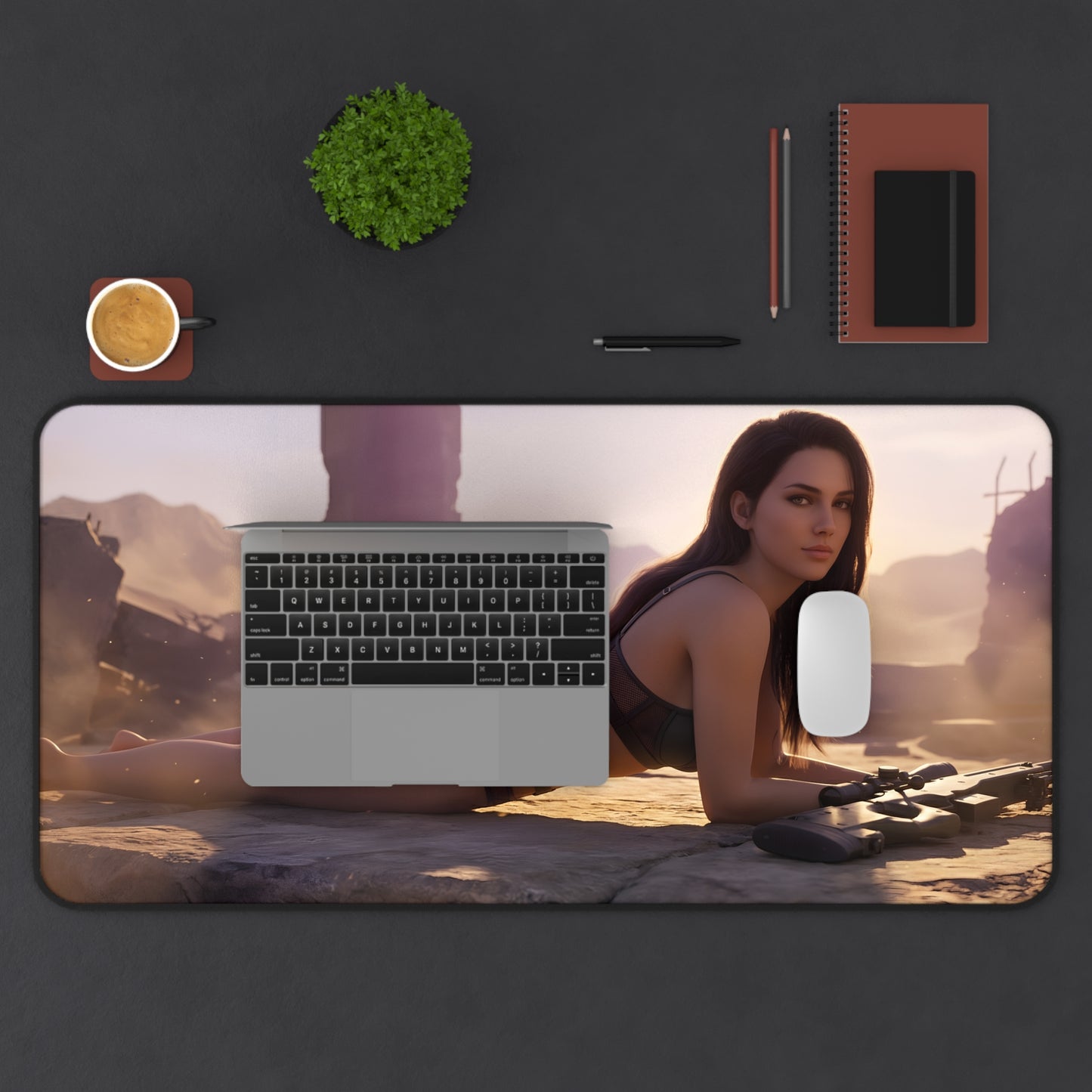 Quiet Mouse Pad – Tactical Game Gaming Mouse Pad, Stylish Gamer Desk Decor showing tactical artwork, smooth glide surface and stitched edges