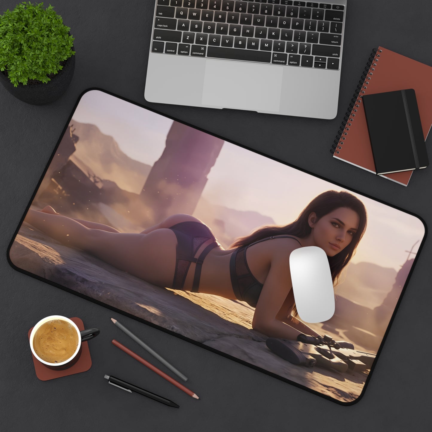 Quiet Mouse Pad – Tactical Game Gaming Mouse Pad, Stylish Gamer Desk Decor showing tactical-themed artwork on a large desk mouse pad with smooth glide and stitched edges