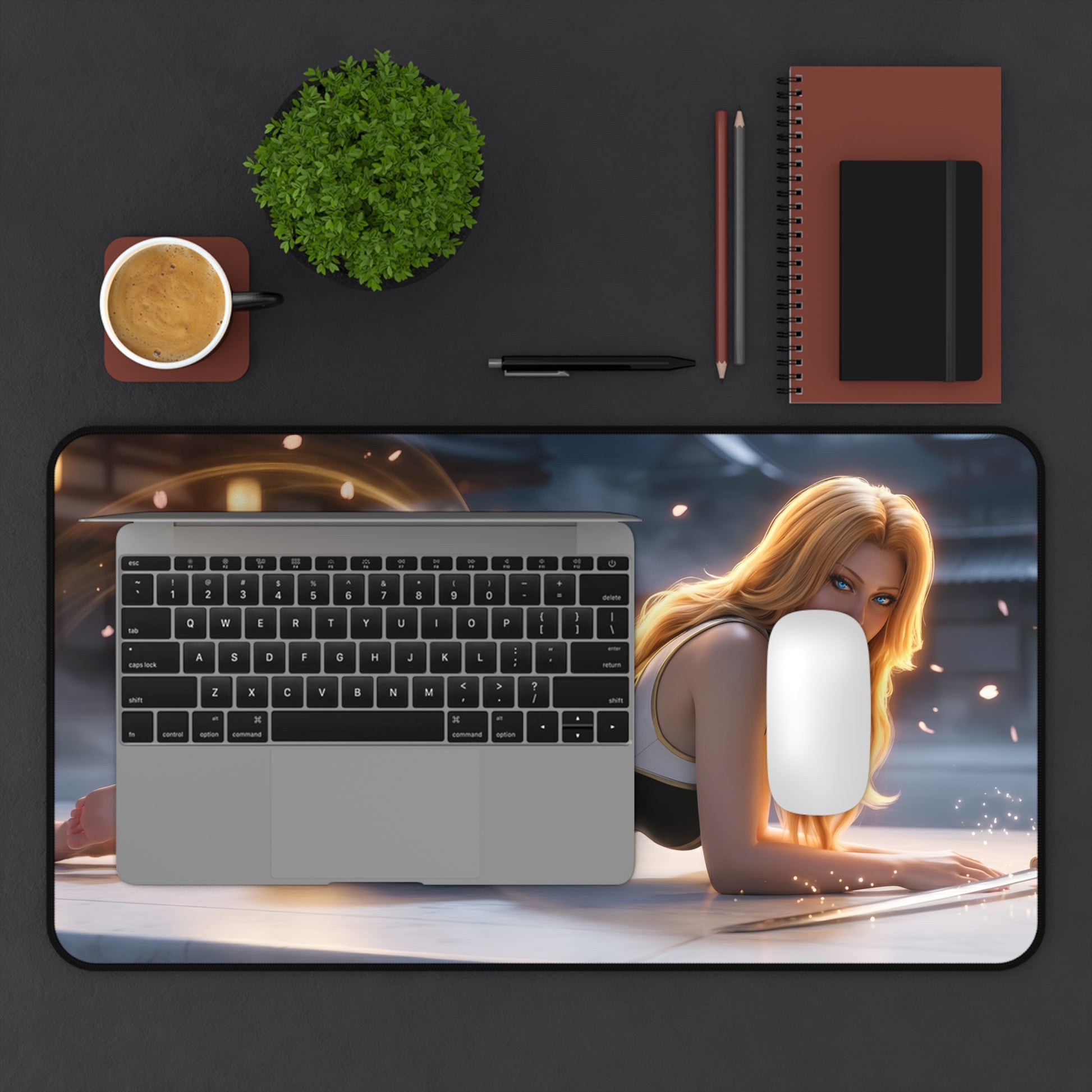 Rangiku Matsumoto Mouse Pad – Anime Gaming Mouse Pad, Stylish Gamer Desk Decor featuring anime character desk mat with laptop and mouse