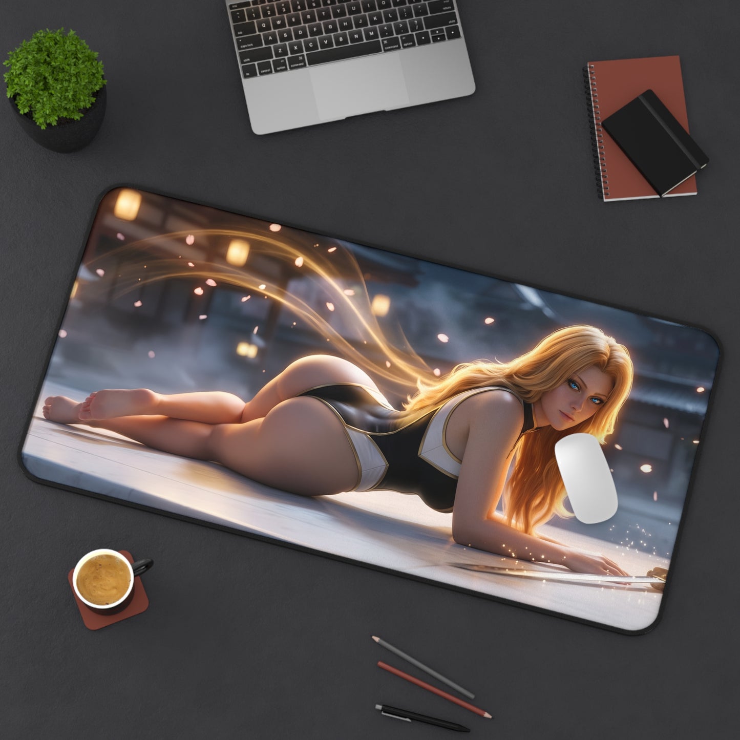 Rangiku Matsumoto Mouse Pad – Anime Gaming Mouse Pad, Stylish Gamer Desk Decor featuring reclining anime character artwork on large desk mat