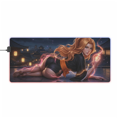 Bleach Mouse Pad, Rangiku Matsumoto LED RGB Desk Mat, Gift for Gamer, Anime Room Decor — elegant Rangiku artwork on RGB gaming desk mat