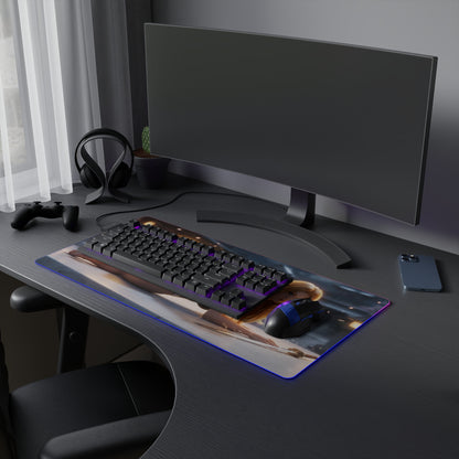 Rangiku Matsumoto RGB Mouse Pad – Bleach Anime LED Desk Mat, Otaku Gamer Decor on dark gaming desk with keyboard and RGB lighting