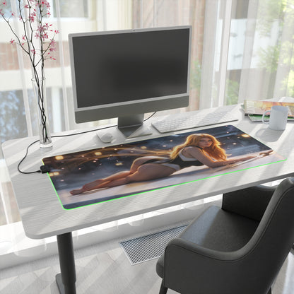 Rangiku Matsumoto RGB Mouse Pad – Bleach Anime LED Desk Mat, Otaku Gamer Decor - extended RGB desk mat with Rangiku art and non-slip base
