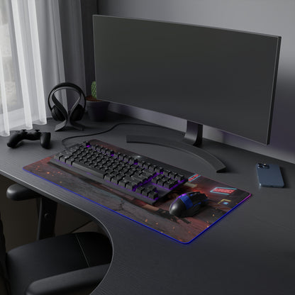 Resident Evil Mouse Pad, Claire Redfield RGB Gaming Desk Mat, Gift for Gamer, Gamer Room Decor on black desk with keyboard and RGB lighting