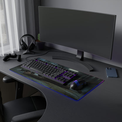Resident Evil RGB Mouse Pad Grace Ashcroft Gaming Desk Mat Gamer Gift on gaming desk with keyboard mouse and RGB lighting