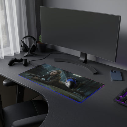 Resident Evil RGB Mouse Pad Grace Ashcroft Gaming Desk Mat Gamer Gift - RGB gaming desk mat with Grace Ashcroft artwork, smooth cloth surface, non-slip base