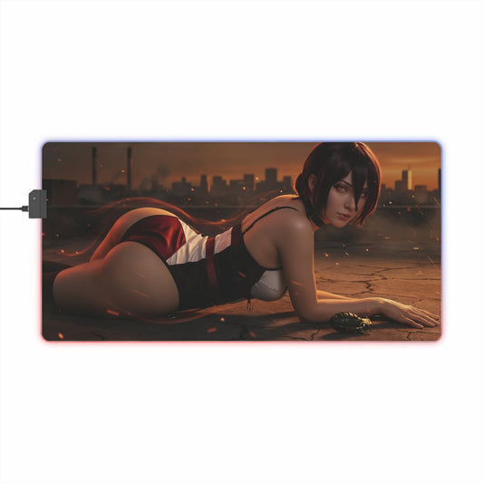 Chainsaw Man Mouse Pad, Reze LED RGB Desk Mat, Gift for Gamer, Manga Room Decor — Reze artwork on LED RGB desk mat for gaming