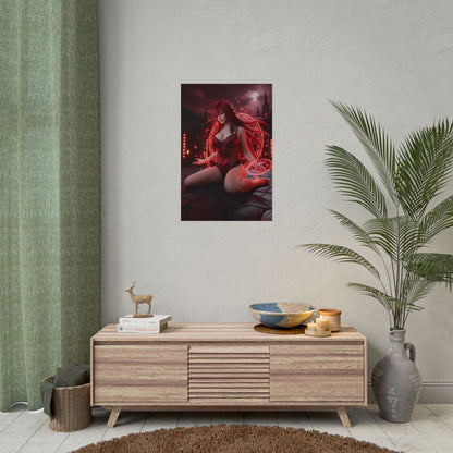 Rias Gremory Poster / Rias Gremory Wall Art / Rias Gremory Art Print / Anime Devil Poster featuring Rias in crimson magic circle fantasy