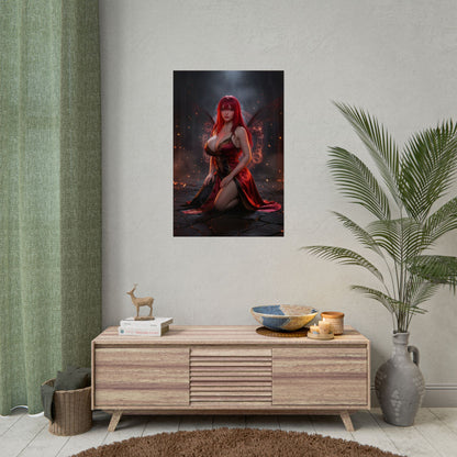 Rias Gremory Poster / Rias Gremory Wall Art / Rias Gremory Art Print / High School DxD Poster - crimson-haired Rias in dark magical setting