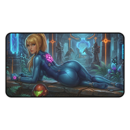 Samus Aran Mouse Pad – Sci-Fi Game Gaming Mouse Pad, Stylish Gamer Desk Decor featuring Samus Aran art on a premium stitched gaming mouse pad