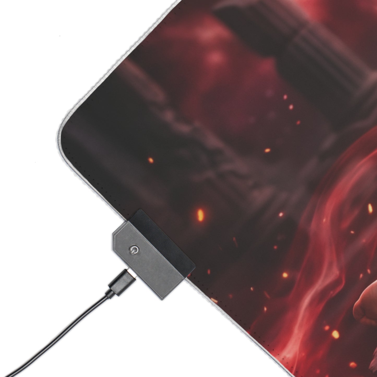 Marvel Mouse Pad, Scarlet Witch LED RGB Desk Mat, Gift for Gamer, Superhero Room Decor - corner RGB mat with red magic aura and USB LED controller