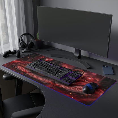 Marvel Mouse Pad, Scarlet Witch LED RGB Desk Mat, Gift for Gamer, Superhero Room Decor showcasing Scarlet Witch red magic aura on large RGB gaming desk mat