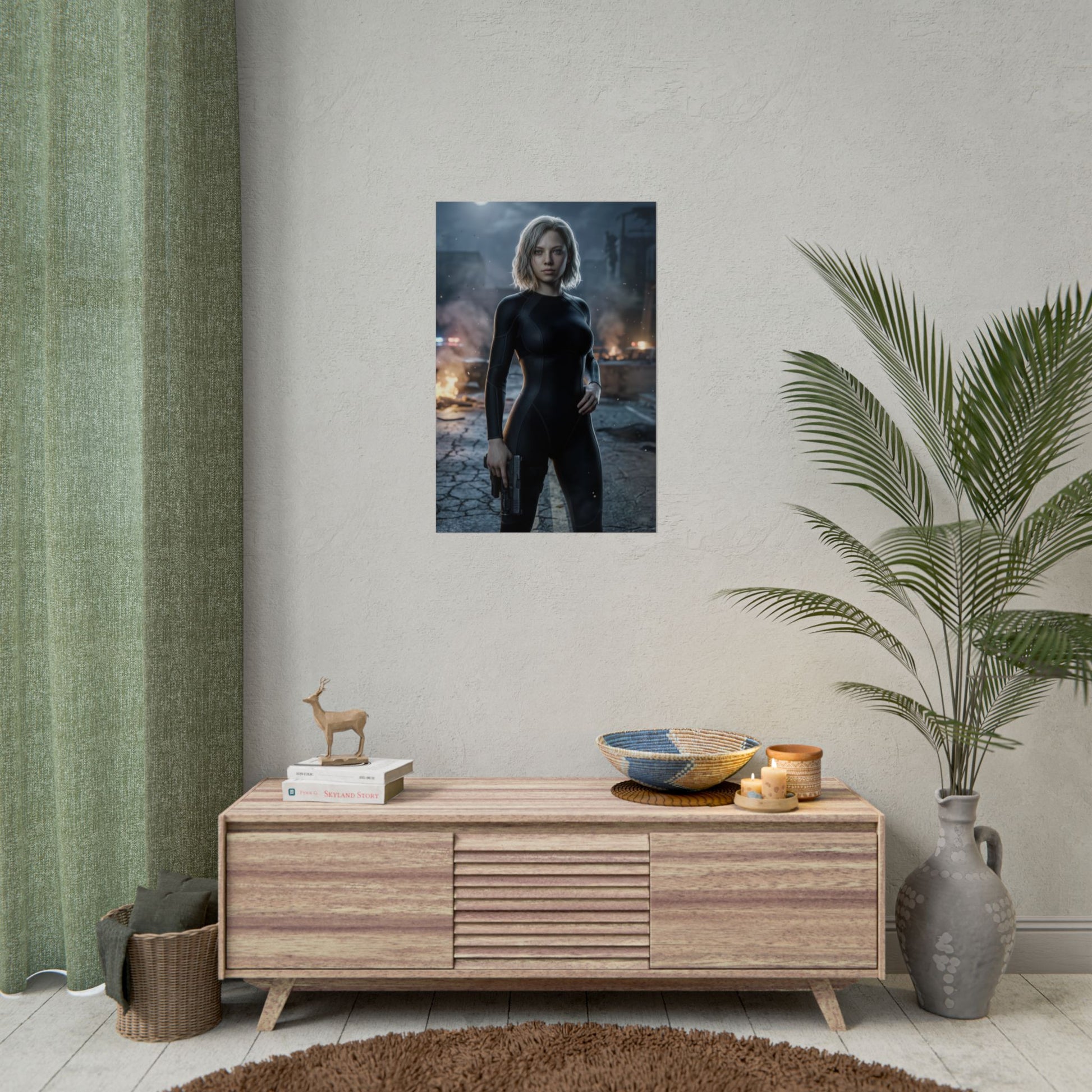 Sexy Grace Ashcroft Poster, Resident Evil Requiem Wall Art Print, Horror Game Decor - cinematic character poster of Grace Ashcroft in dark urban scene