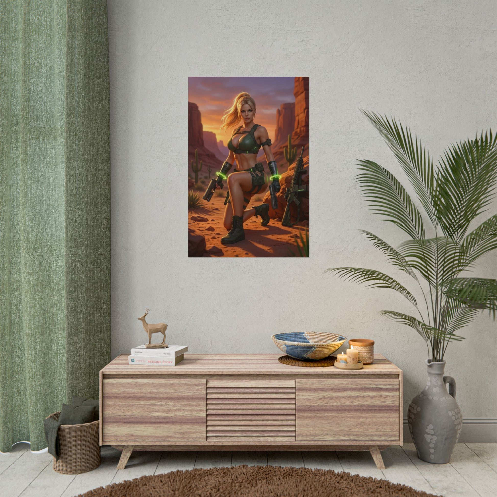 Sonya Blade Poster / Sonya Blade Wall Art / Sonya Blade Art Print / Mortal Kombat Poster - cinematic Sonya Blade in desert combat pose