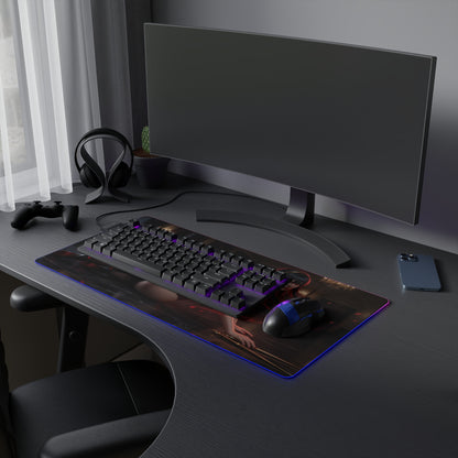 Spy x Family Mouse Pad, Yor Forger LED RGB Desk Mat, Gift for Gamer, Anime Room Decor — sleek RGB desk mat with Yor Forger artwork and gaming setup