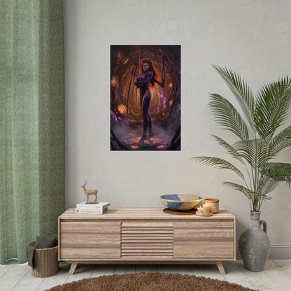StarCraft Poster – Sarah Kerrigan Art Print, Sci-Fi Game Wall Art featuring Queen of Blades in glowing Zerg hive wall art