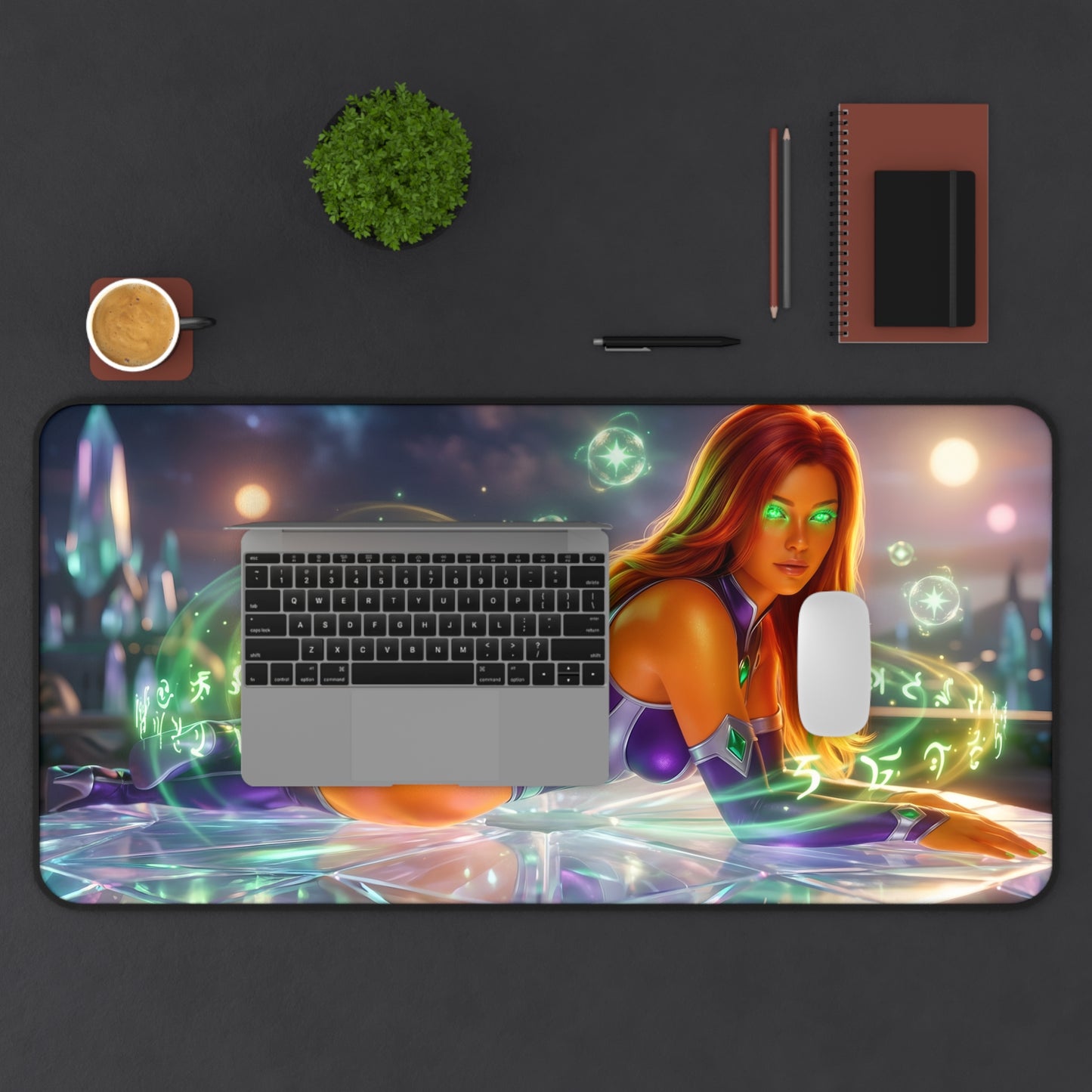 Starfire Mouse Pad – DC Comics Gaming Mouse Pad, Stylish Gamer Desk Decor showing vibrant Starfire artwork on a large gaming desk pad