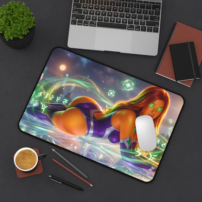 Starfire Mouse Pad – DC Comics Gaming Mouse Pad, Stylish Gamer Desk Decor on a vibrant gaming desk with character artwork