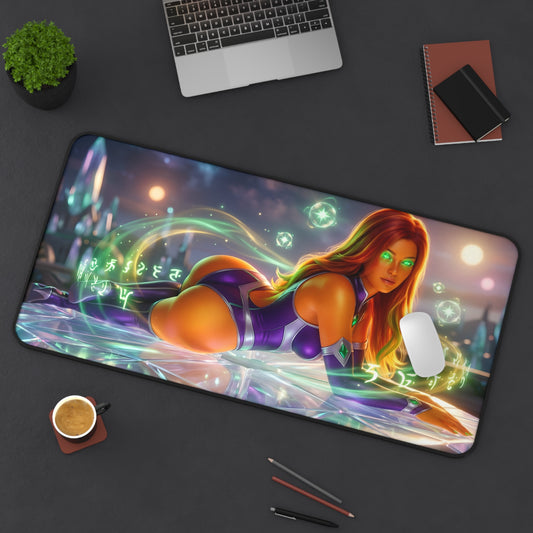 Starfire Mouse Pad – DC Comics Gaming Mouse Pad, Stylish Gamer Desk Decor on modern gaming desk with vibrant character artwork