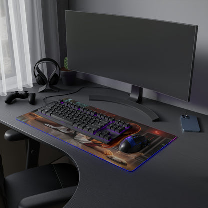 Steins;Gate Mouse Pad – Makise Kurisu LED RGB Desk Mat, Anime Lab Gamer Decor, Gift for Gamer on modern RGB desk with keyboard and mouse