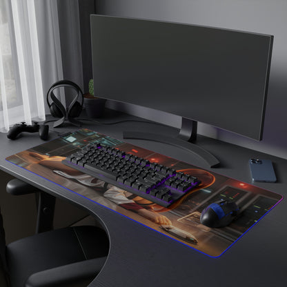Steins;Gate Mouse Pad – Makise Kurisu LED RGB Desk Mat, Anime Lab Gamer Decor, Gift for Gamer on gaming desk with RGB lighting