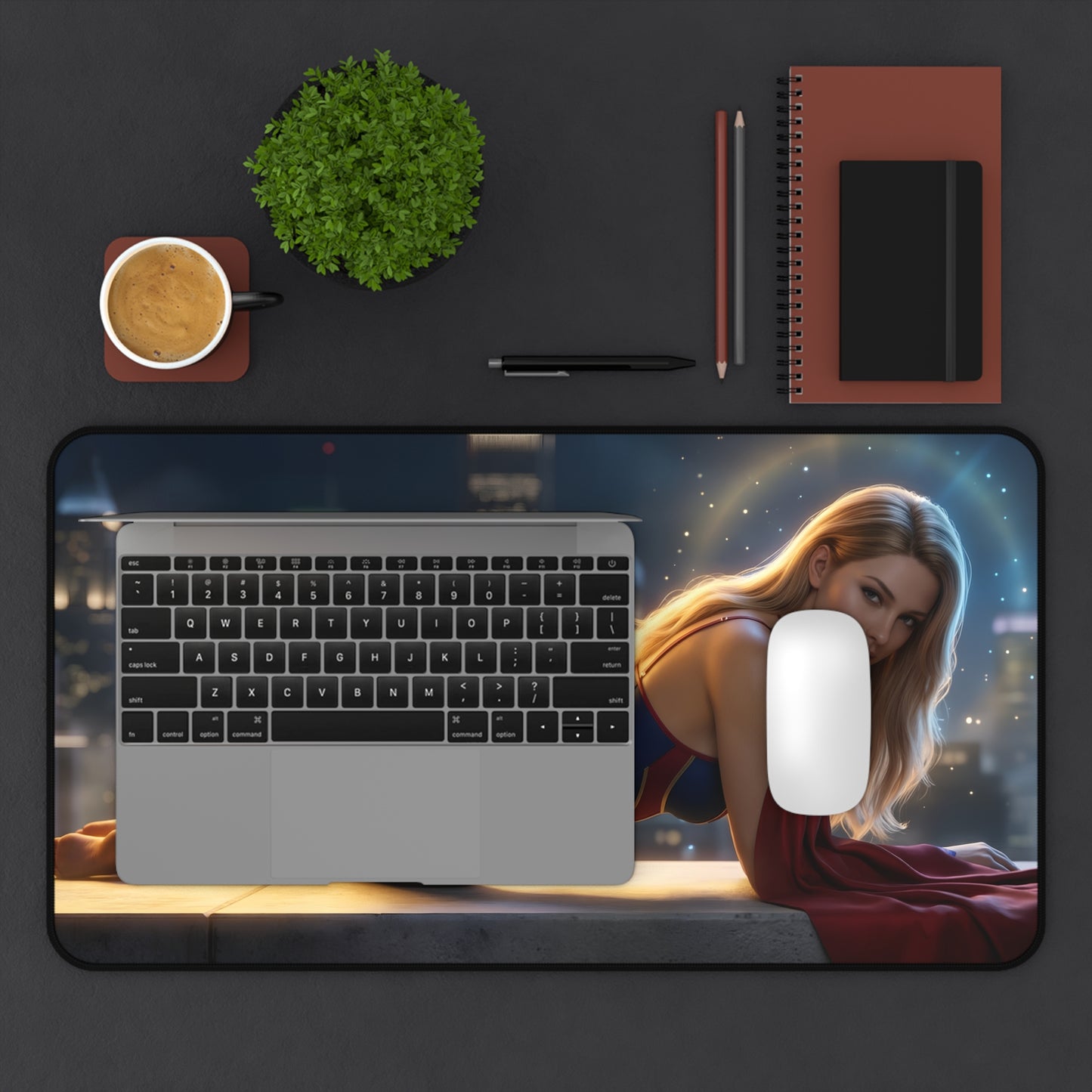 Supergirl Mouse Pad – DC Heroine Gaming Mouse Pad, Stylish Gamer Desk Decor showing heroine artwork on large gaming desk pad