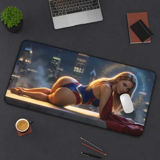 Supergirl Mouse Pad – DC Heroine Gaming Mouse Pad, Stylish Gamer Desk Decor showing Supergirl artwork on a large gaming mouse pad for desks