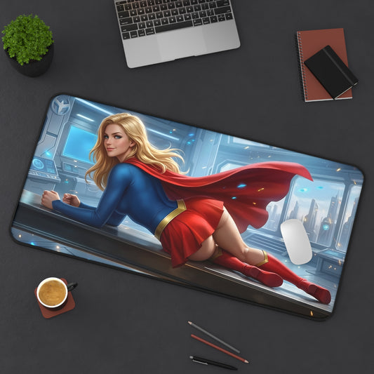 Supergirl Mouse Pad – Superhero Gaming Mouse Pad, Stylish Gamer Desk Decor showing Supergirl artwork on large gaming desk mat