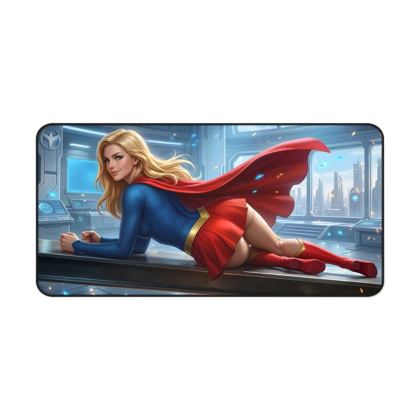 Supergirl Mouse Pad – Superhero Gaming Mouse Pad, Stylish Gamer Desk Decor featuring reclining Supergirl artwork on a premium gaming desk mat