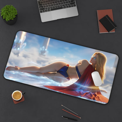Supergirl Mouse Pad – DC Comics Gaming Mouse Pad, Stylish Gamer Desk Decor showing reclining Supergirl artwork on premium gaming desk mat