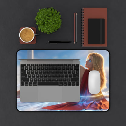 Supergirl Mouse Pad – DC Comics Gaming Mouse Pad, Stylish Gamer Desk Decor on modern gaming desk with laptop and mouse