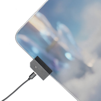 Alt Tag: Supergirl RGB Mouse Pad – DC Comics Illuminated Desk Mat, Superhero Gamer Decor illuminated corner with USB controller and stitched edge