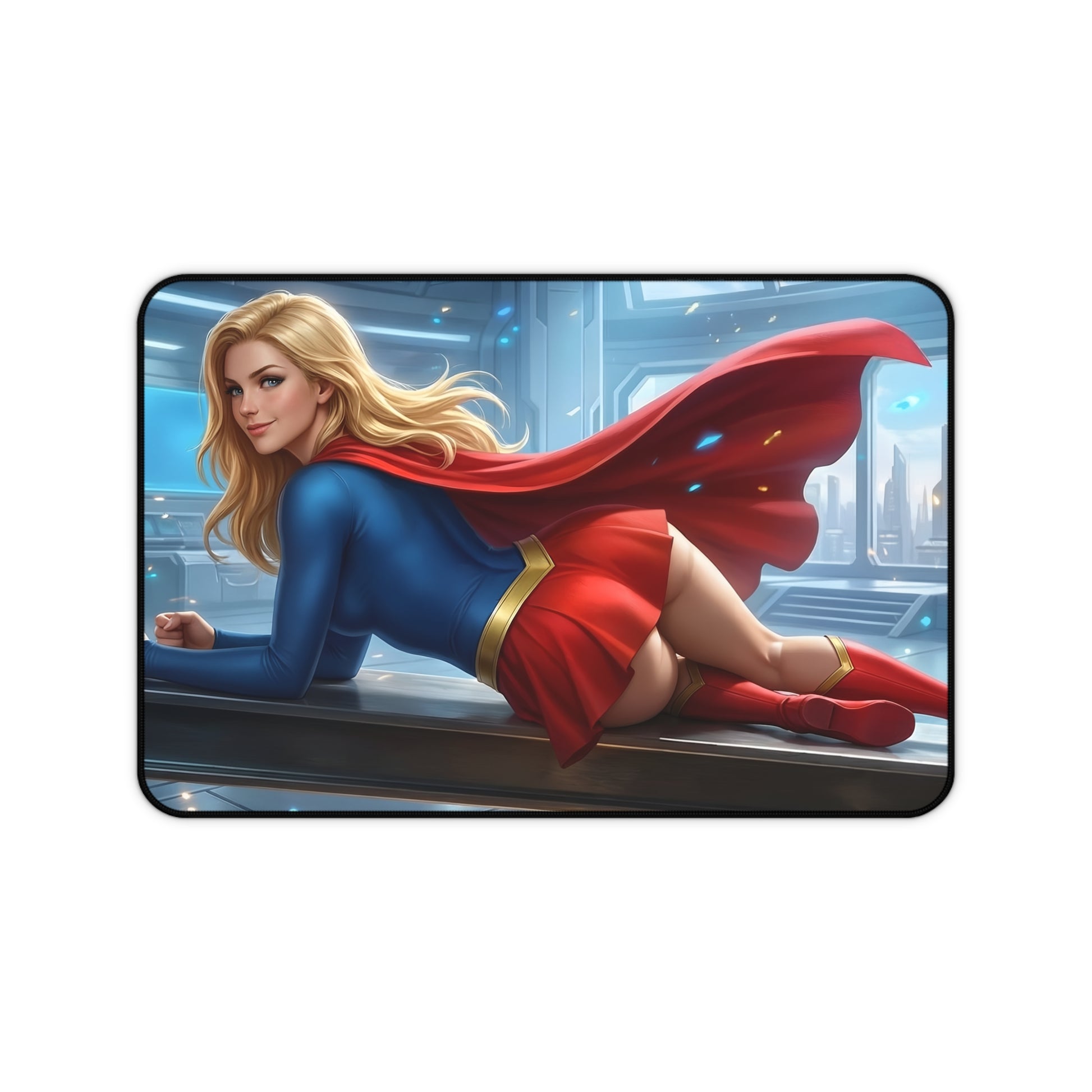 Supergirl Mouse Pad – Superhero Gaming Mouse Pad, Stylish Gamer Desk Decor featuring reclining Supergirl artwork on gaming desk mat