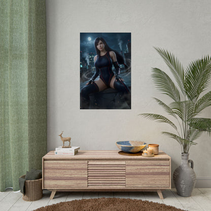 Tifa Lockhart Poster / Tifa Lockhart Wall Art / Tifa Lockhart Art Print / Final Fantasy VII Poster — cinematic Tifa in composed powerful pose on wall