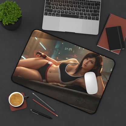 Tifa Lockhart Mouse Pad – Combat Game Gaming Mouse Pad, Stylish Gamer Desk Decor showing reclining character art on a premium stitched gaming mousepad