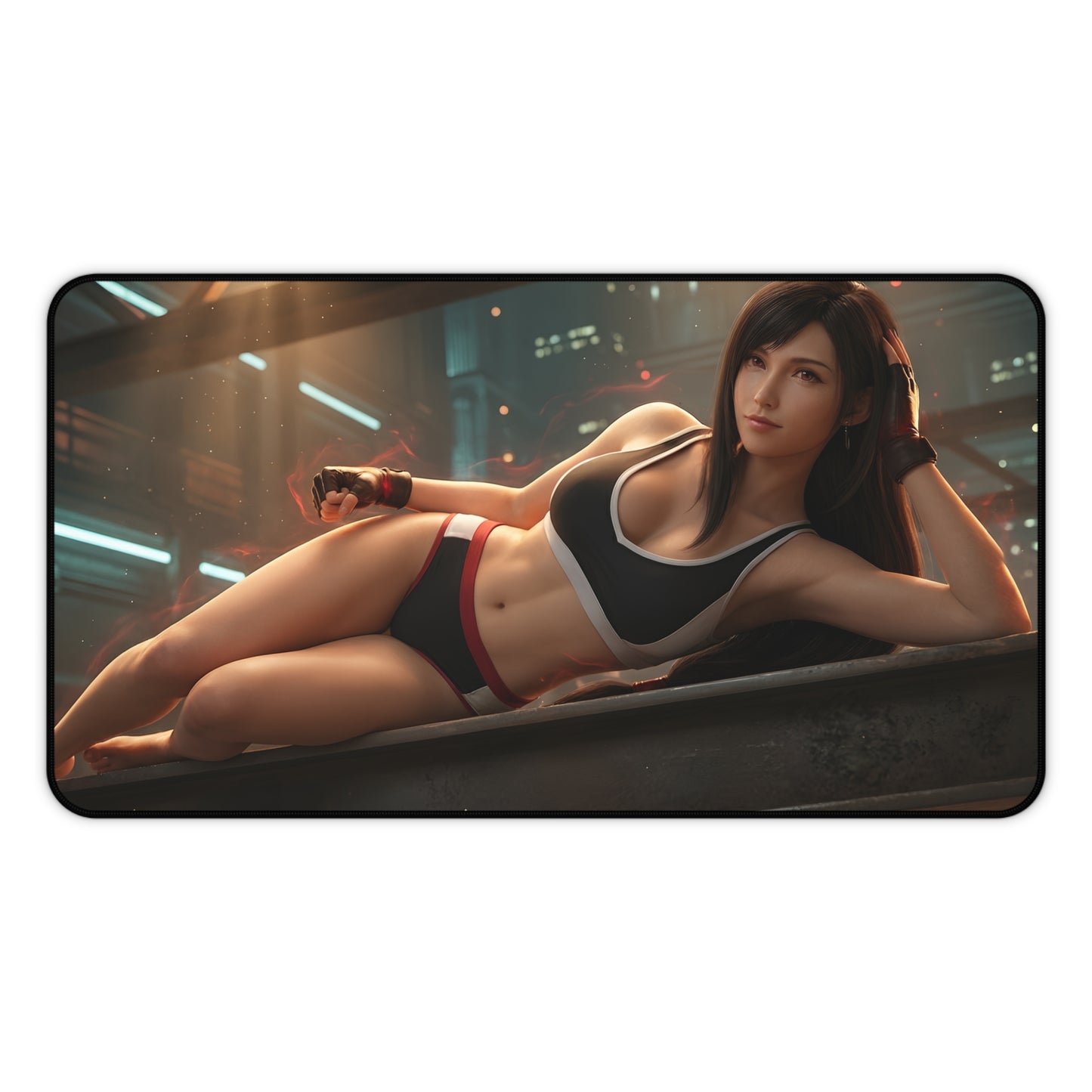 Tifa Lockhart Mouse Pad – Combat Game Gaming Mouse Pad, Stylish Gamer Desk Decor featuring reclining Tifa artwork, smooth tracking and stitched edge