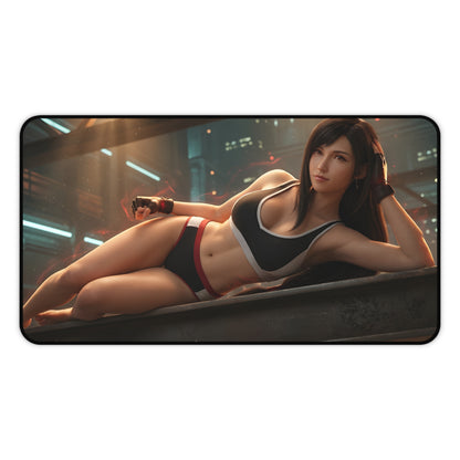Tifa Lockhart Mouse Pad – Combat Game Gaming Mouse Pad, Stylish Gamer Desk Decor featuring reclining Tifa artwork, smooth tracking and stitched edge