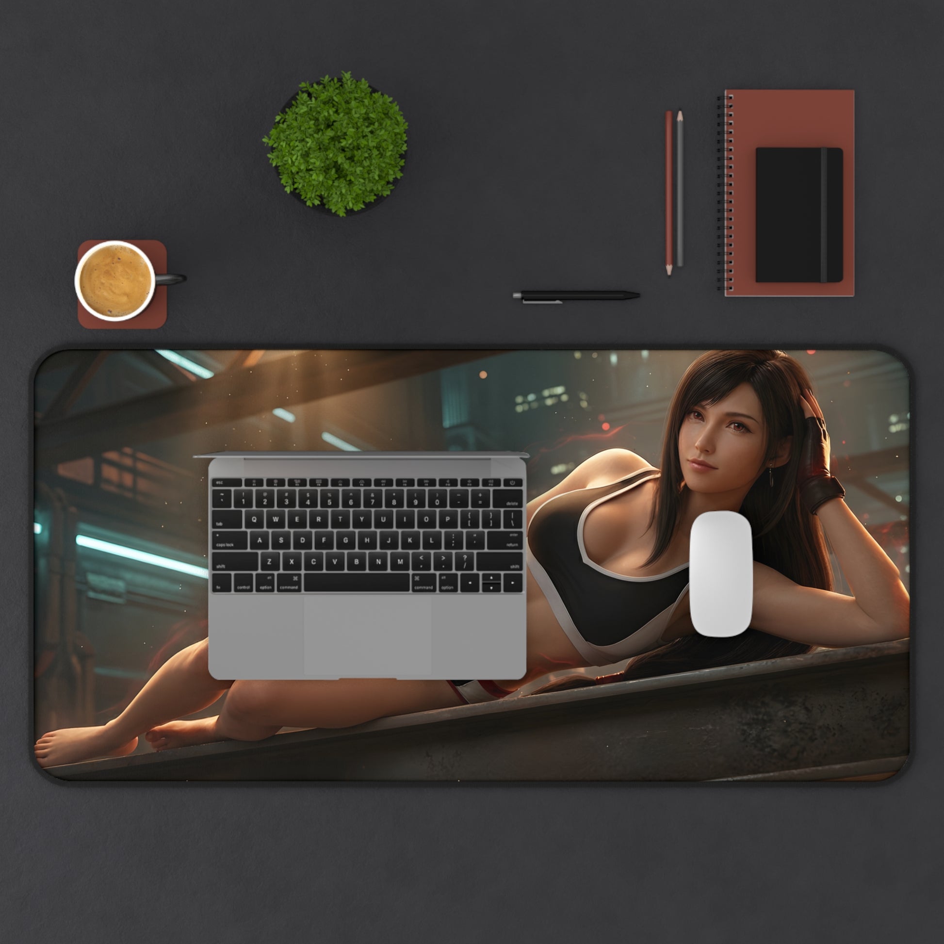 Tifa Lockhart Mouse Pad – Combat Game Gaming Mouse Pad, Stylish Gamer Desk Decor featuring combat-inspired artwork on premium oversized gaming desk mat