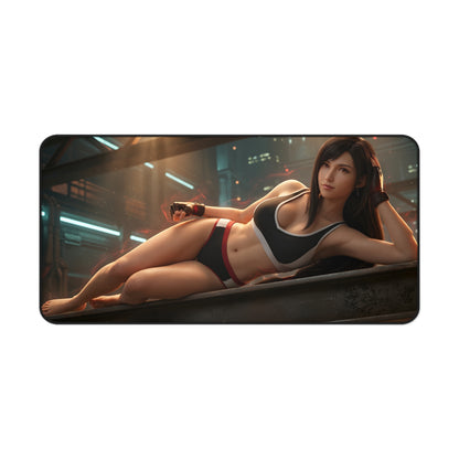 Tifa Lockhart Mouse Pad – Combat Game Gaming Mouse Pad, Stylish Gamer Desk Decor featuring reclining Tifa artwork on premium stitched gaming surface