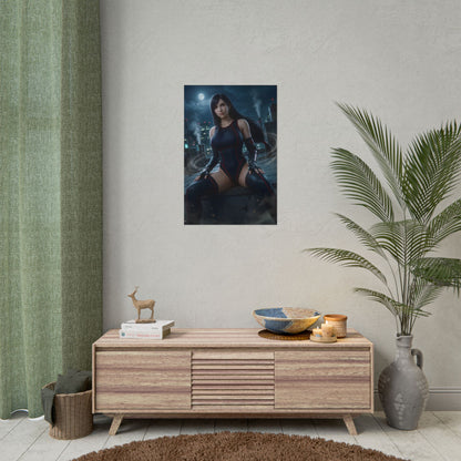 Tifa Lockhart Poster / Tifa Lockhart Wall Art / Tifa Lockhart Art Print / Final Fantasy VII Poster - cinematic Tifa seated in dramatic lighting