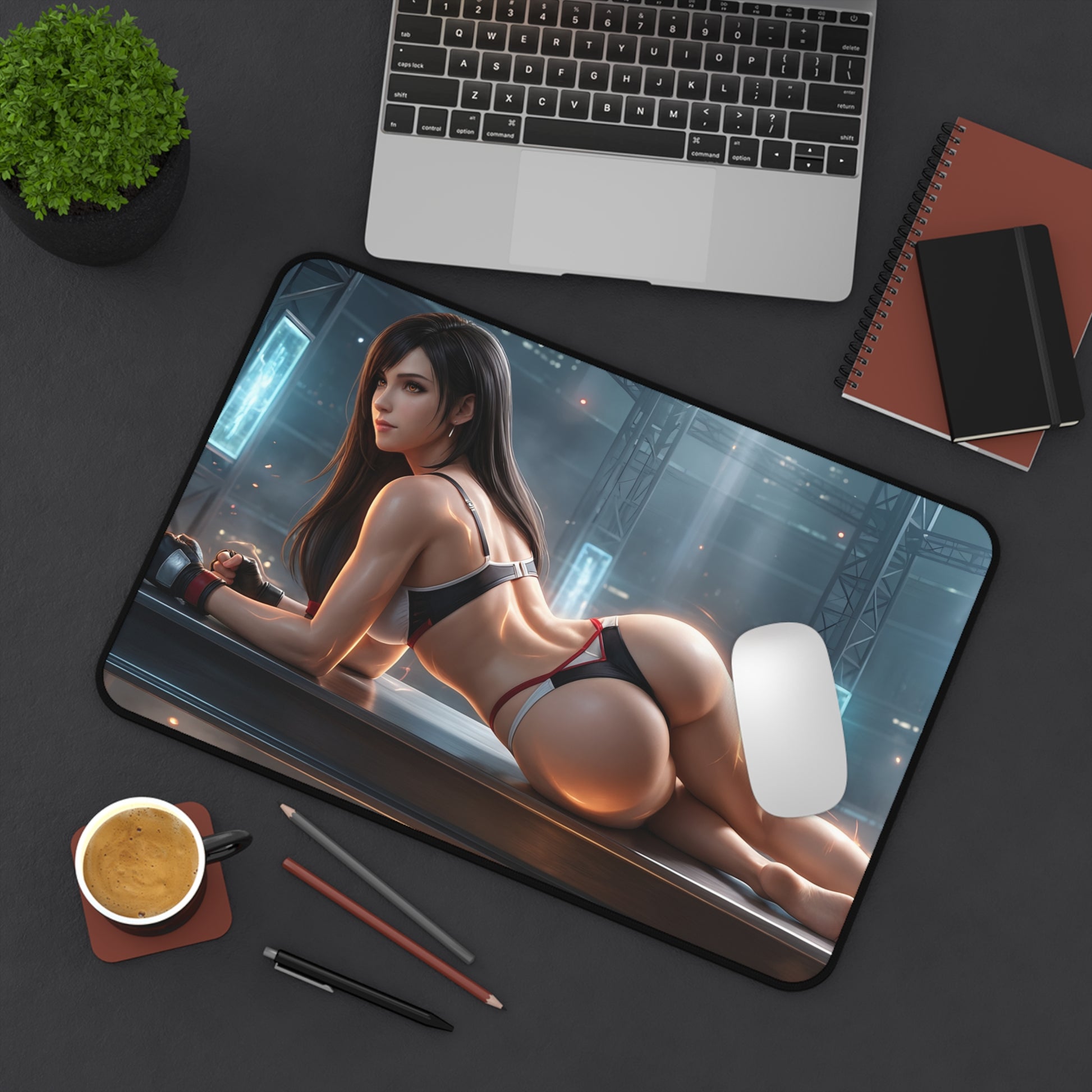 Tifa Lockhart Mouse Pad – RPG Game Gaming Mouse Pad, Stylish Gamer Desk Decor featuring Tifa artwork on a large premium gaming desk mouse pad
