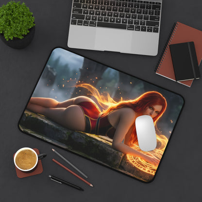 Triss Merigold Mouse Pad – Fantasy Game Gaming Mouse Pad, Stylish Gamer Desk Decor showing fiery red-haired character on premium stitched gaming mouse pad