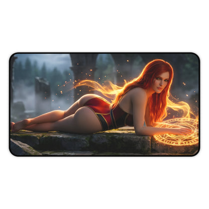 Triss Merigold Mouse Pad – Fantasy Game Gaming Mouse Pad, Stylish Gamer Desk Decor featuring red-haired fantasy character on gaming desk mat