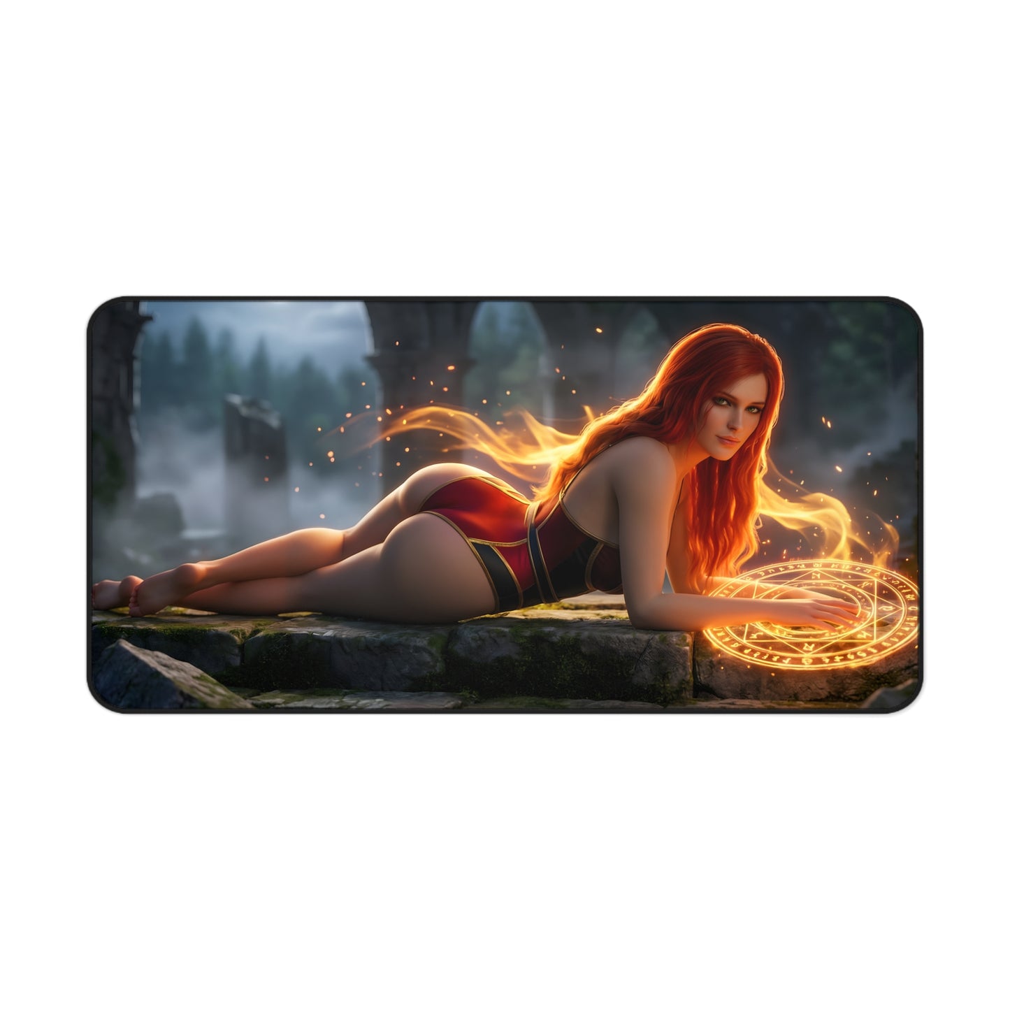 Triss Merigold Mouse Pad – Fantasy Game Gaming Mouse Pad, Stylish Gamer Desk Decor featuring red-haired sorceress artwork, smooth tracking, stitched edges
