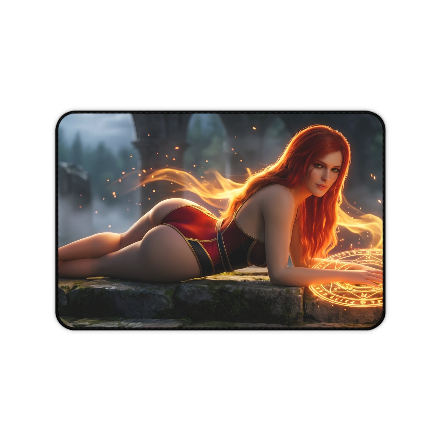 Triss Merigold Mouse Pad – Fantasy Game Gaming Mouse Pad, Stylish Gamer Desk Decor featuring red-haired fantasy character on gaming desk