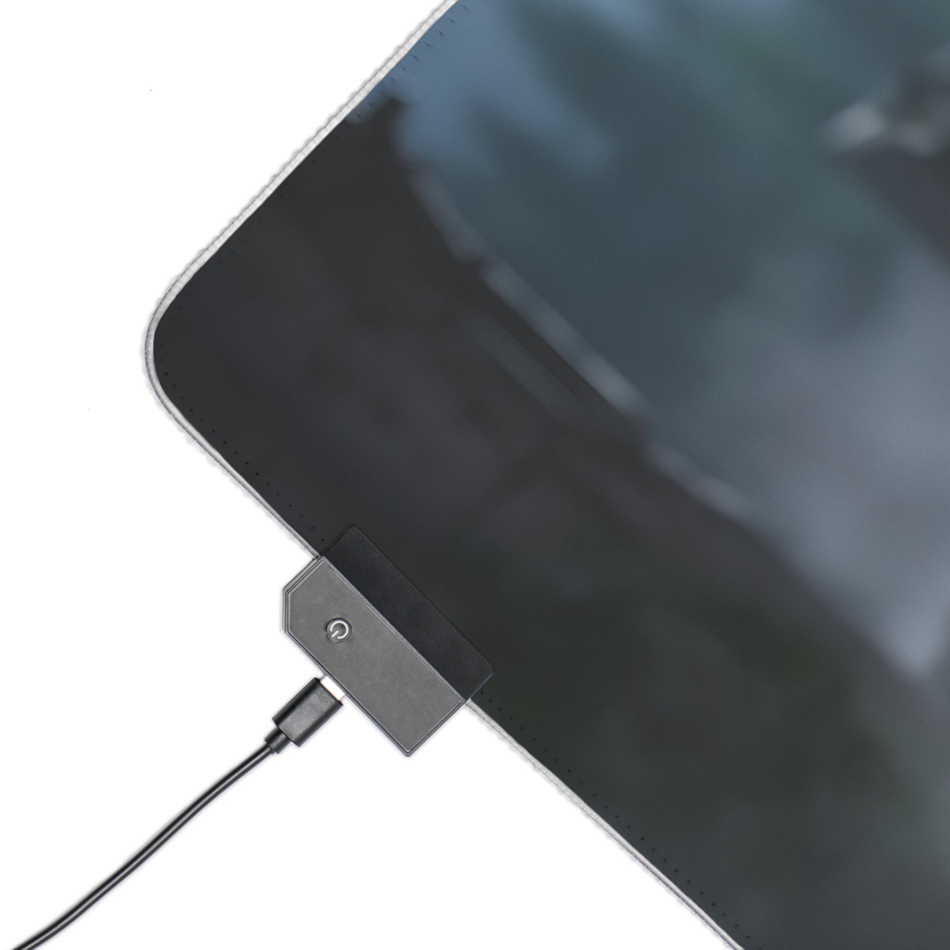 Triss Merigold RGB Mouse Pad – The Witcher LED Desk Mat, Fantasy Gamer Setup close-up of corner connector and RGB lighting cable