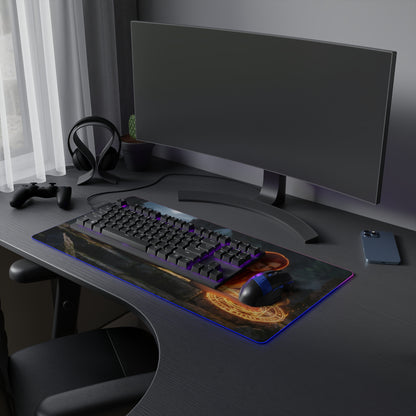 Triss Merigold RGB Mouse Pad – The Witcher LED Desk Mat, Fantasy Gamer Setup on RGB gaming desk with keyboard and mouse