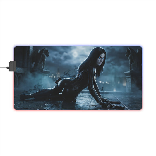 Underworld Mouse Pad, Selene LED RGB Desk Mat, Gift for Gamer, Vampire Room Decor - gothic Selene on LED RGB desk mat for gaming