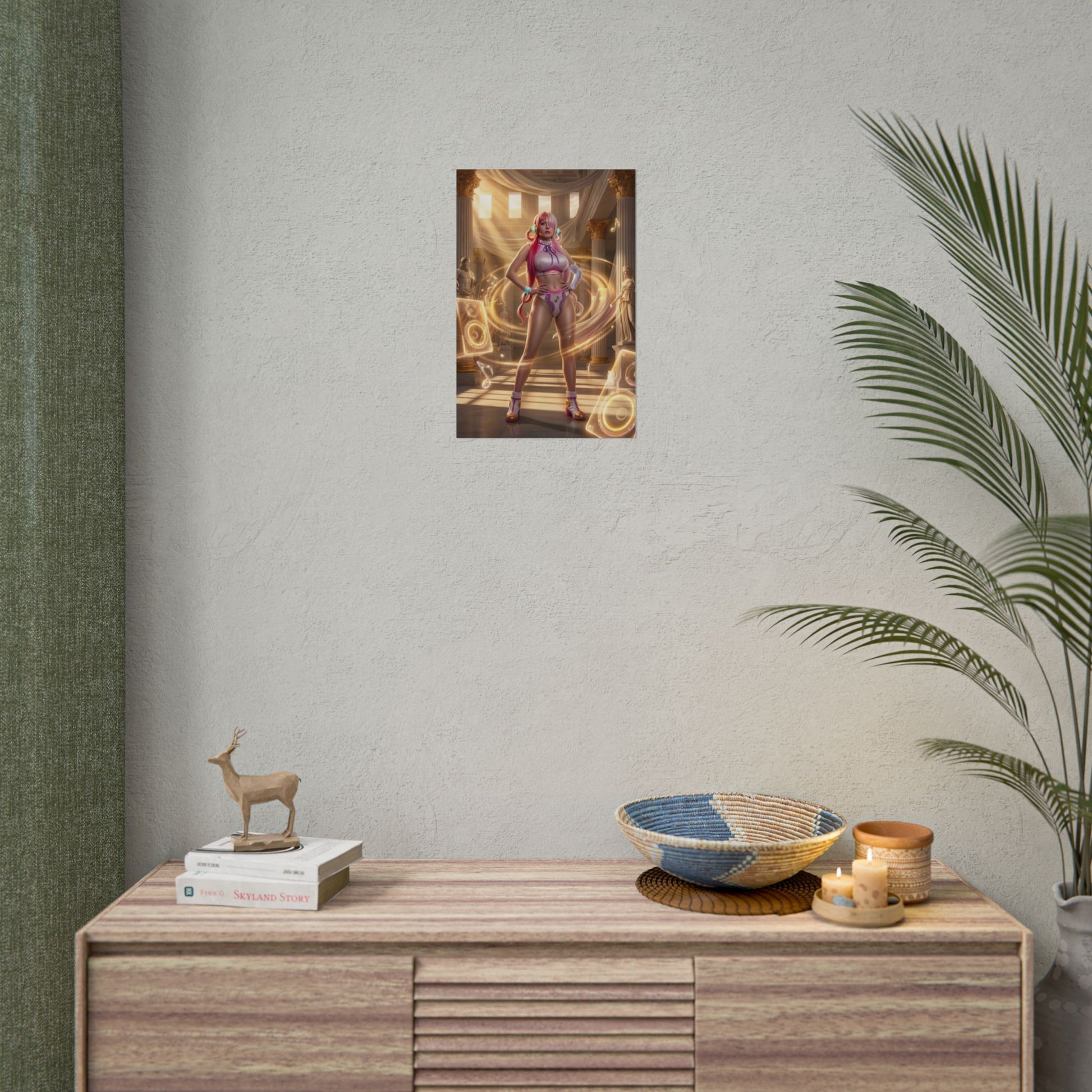 Uta Poster / Uta Wall Art / Uta Art Print / One Piece Poster showing Uta singing with glowing musical energy and dramatic lighting